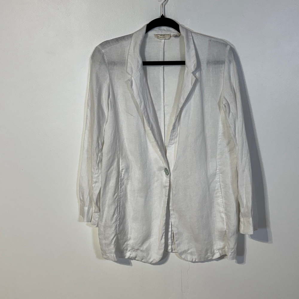 Christian Siriano Linen Blazer Women’s Size Medium White Button Front Pockets